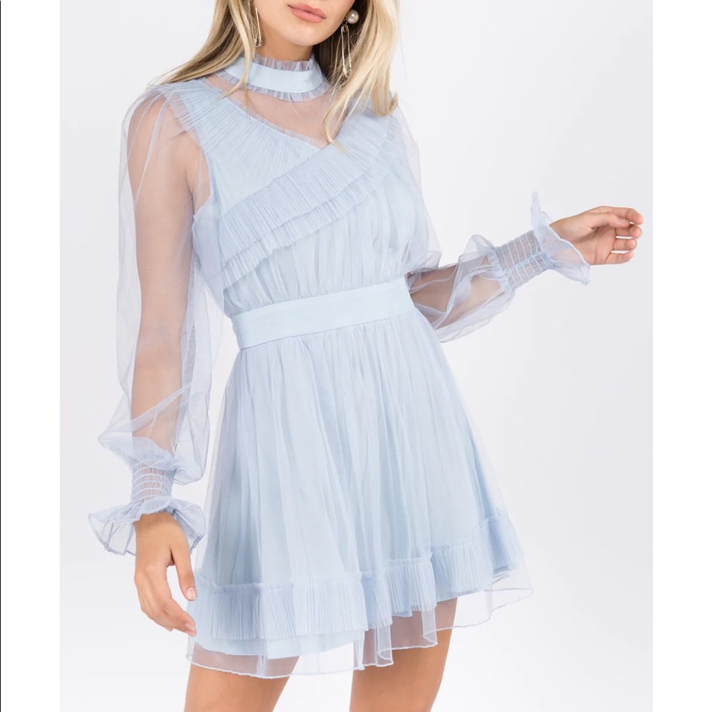 Baby blue tulle ruffle dress